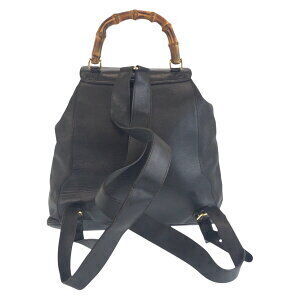Gucci Black Bamboo Backpack Leather